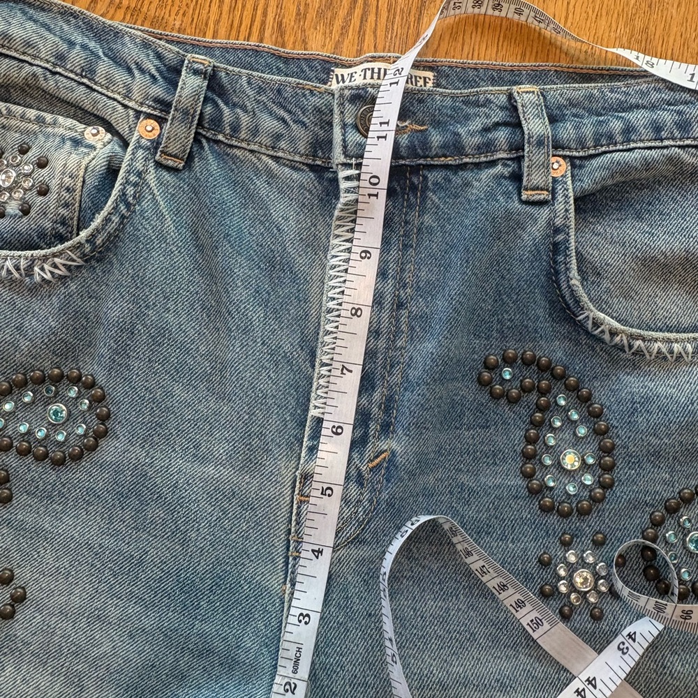 We the Free Wiley Embellished Bootcut Jeans Studded Distressed Ripped 28 33” ins - Picture 8 of 14